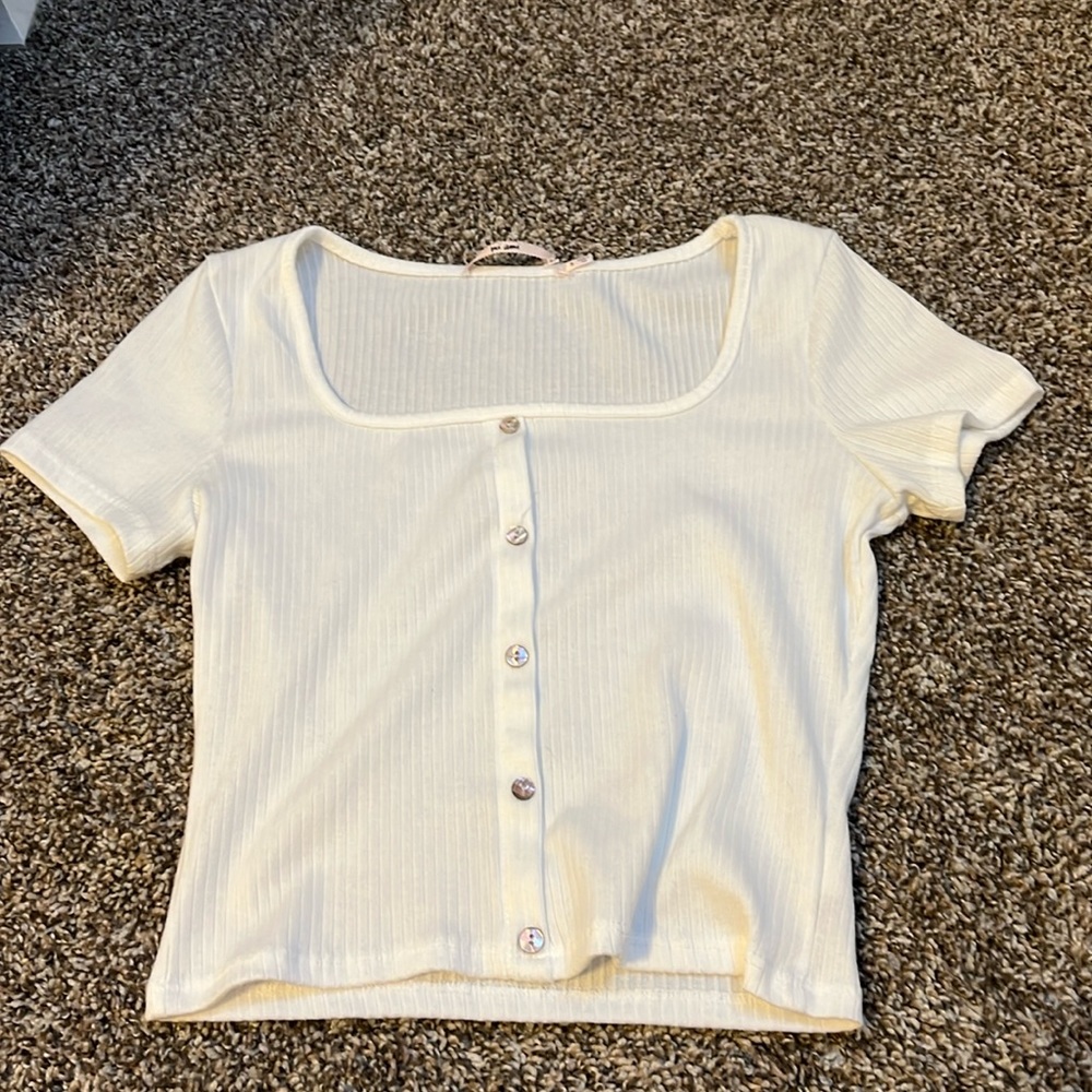 White cropped button up